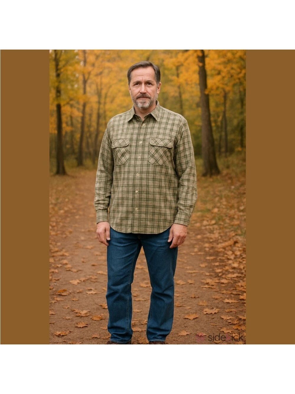 Covington Olive and cream plaid flannel button down Mens size XL